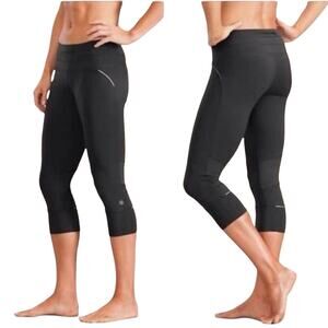 Athleta Relay Leggings Cropped Black Reflective S